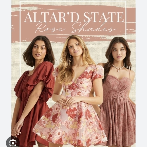 Altar'd State Dresses & Skirts - Altar'd State Jacquard Rose Print Corset Tie Mini Dress Mauve